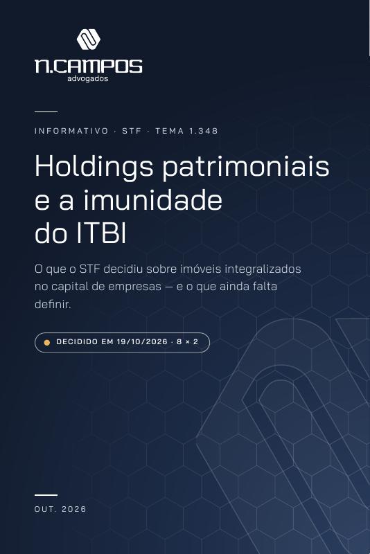 Capa do informativo Holdings patrimoniais e a imunidade do ITBI (Tema 1.348)